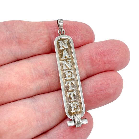 Egyptian Cartouche Pendant | Sterling Silver 925 Nanette Hieroglyph Jewelry - Picture 1 of 6